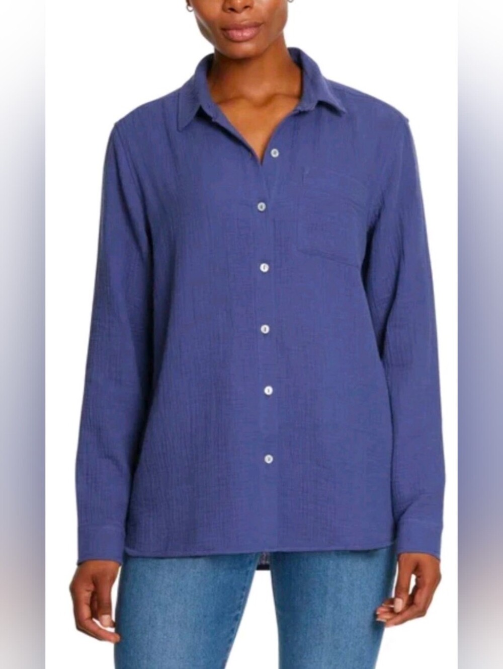 Jessica Simpson Purple Blue Gauze Button-Down Shirt Size Medium